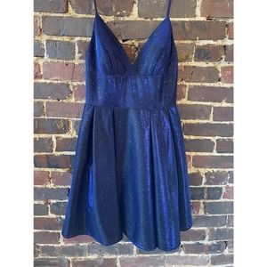 NWT Betsy Adams Formal Prom Dress Blue Black Shimmer Size 8